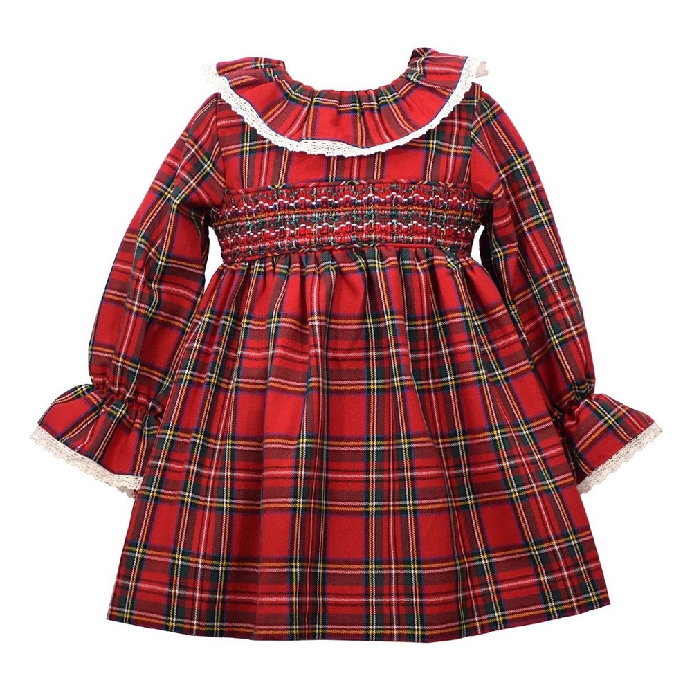 Gerson and Gerson Babies' Plaid Print Long Sleeve Dress